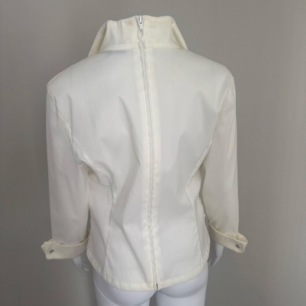 Tadashi Collection Ruched Taffeta Stretch Blouse With Button Detail White - Picture 6 of 10